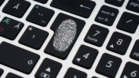 Keyboard with a finger printing