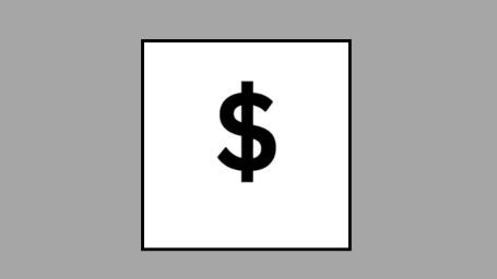 A money sign in the middle of a square